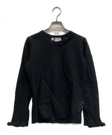 COMME des GARCONS COMME des GARCONS（コムデギャルソン コムデギャルソン）の古着「リボンデザインレースブラウス」｜ブラック