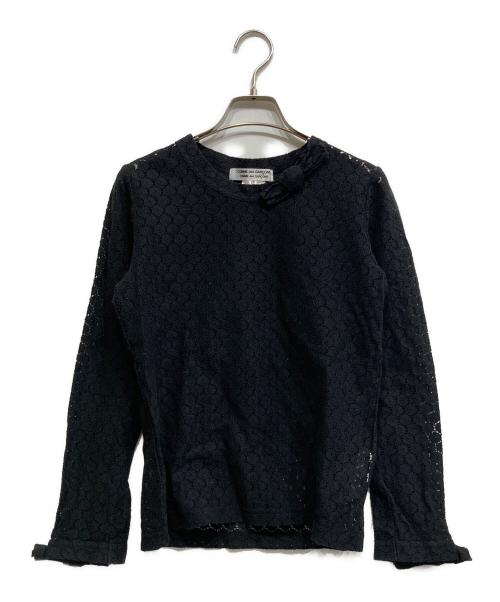 COMME des GARCONS COMME des GARCONS（コムデギャルソン コムデギャルソン）COMME des GARCONS COMME des GARCONS (コムデギャルソン コムデギャルソン) リボンデザインレースブラウス ブラック サイズ:XSの古着・服飾アイテム