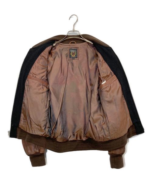 Schott（ショット）Schott (ショット) アームレザースタジャン ブラック×ブラウン サイズ:Ⅿの古着・服飾アイテム