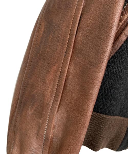 Schott（ショット）Schott (ショット) アームレザースタジャン ブラック×ブラウン サイズ:Ⅿの古着・服飾アイテム