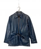 VANSONバンソン）の古着「MODEL J レザーカーコート」｜ネイビー