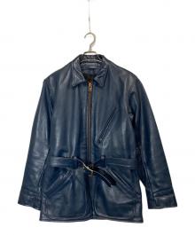 VANSON（バンソン）の古着「MODEL J レザーカーコート」｜ネイビー