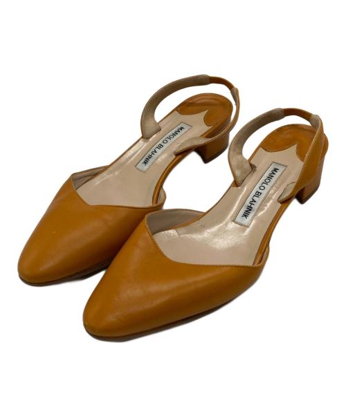 Manolo Blahnik（マノロブラニク）Manolo Blahnik (マノロブラニク) スリングバックフラットシューズ ブラウン サイズ:SIZE 36の古着・服飾アイテム