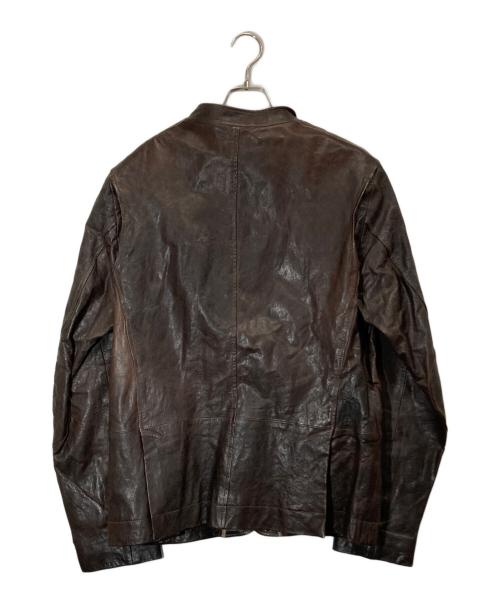 Timberland（ティンバーランド）Timberland (ティンバーランド) レザーノーカラージャケット ブラウン サイズ:Lの古着・服飾アイテム