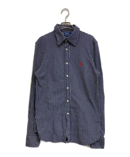 POLO RALPH LAUREN（ポロ・ラルフローレン）POLO RALPH LAUREN (ポロ・ラルフローレン) KNIT DRESS SHIRTS ネイビー×ホワイト サイズ:Lの古着・服飾アイテム