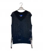 BLUE LABEL CRESTBRIDGEブルーレーベルクレストブリッジ）の古着「リネンブレンドメッシュニット」｜ネイビー