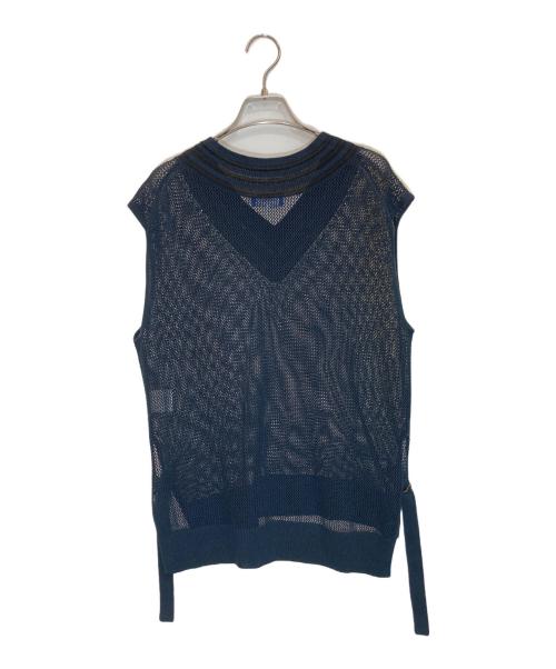BLUE LABEL CRESTBRIDGE（ブルーレーベルクレストブリッジ）BLUE LABEL CRESTBRIDGE (ブルーレーベルクレストブリッジ) リネンブレンドメッシュニット ネイビー サイズ:38の古着・服飾アイテム