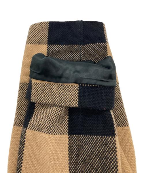 MARELLA（マレーラ）MARELLA (マレーラ) チェックフーデッドコート ベージュ×ブラック サイズ:42の古着・服飾アイテム