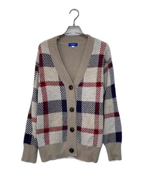 BLUE LABEL CRESTBRIDGE（ブルーレーベルクレストブリッジ）BLUE LABEL CRESTBRIDGE (ブルーレーベルクレストブリッジ) ヘアリークレストブリッジチェックジャカードカーディガン ベージュ サイズ:38の古着・服飾アイテム