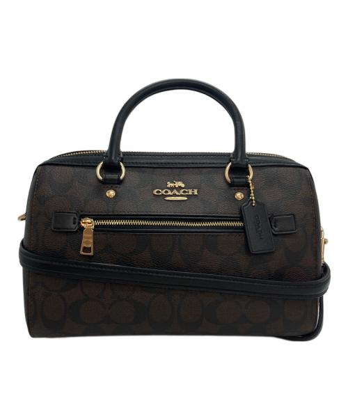 COACH（コーチ）COACH (コーチ) ローアン サッチェル シグネチャー キャンバス ブラウン×ブラック サイズ:-の古着・服飾アイテム