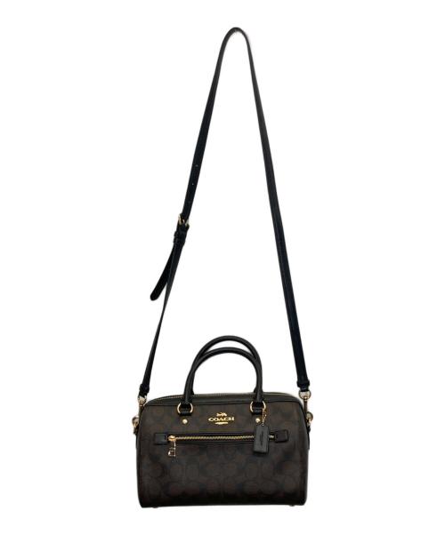 COACH（コーチ）COACH (コーチ) ローアン サッチェル シグネチャー キャンバス ブラウン×ブラック サイズ:-の古着・服飾アイテム