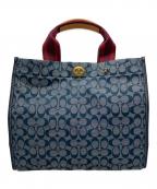 COACHコーチ）の古着「トート 34 シグネチャー シャンブレー」｜ネイビー
