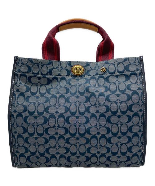 COACH（コーチ）COACH (コーチ) トート 34 シグネチャー シャンブレー ネイビーの古着・服飾アイテム