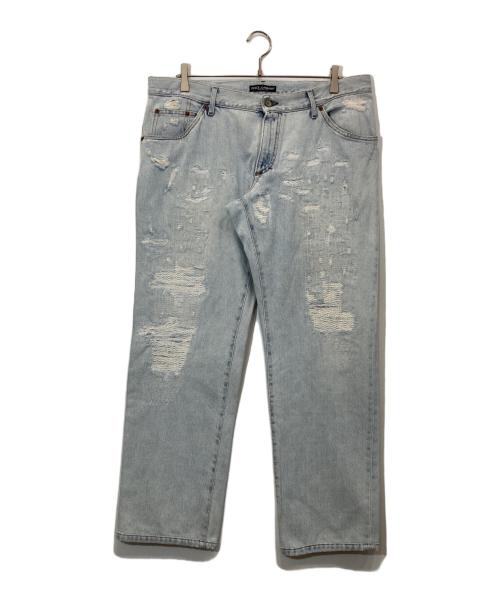 DOLCE & GABBANA（ドルチェ＆ガッバーナ）DOLCE & GABBANA (ドルチェ＆ガッバーナ) リペア加工デニム インディゴ サイズ:52の古着・服飾アイテム