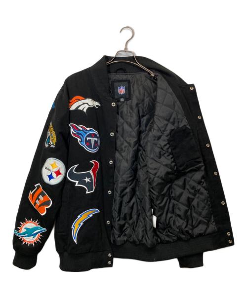 NFL（エヌエフエル）NFL (エヌエフエル) オールチームワッペンスタジャン ブラック サイズ:Lの古着・服飾アイテム