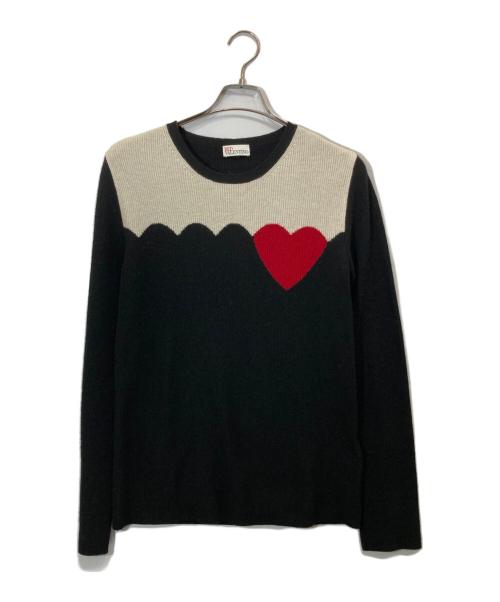 RED VALENTINO（レッドヴァレンティノ）RED VALENTINO (レッドヴァレンティノ) ハートモチーフニット ブラック サイズ:XLの古着・服飾アイテム