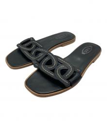 TOD'S（トッズ）の古着「フラットレザーサンダル」｜ブラック