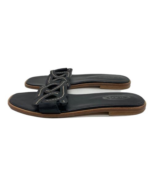 TOD'S（トッズ）TOD'S (トッズ) フラットレザーサンダル ブラック サイズ:SIZE 36の古着・服飾アイテム