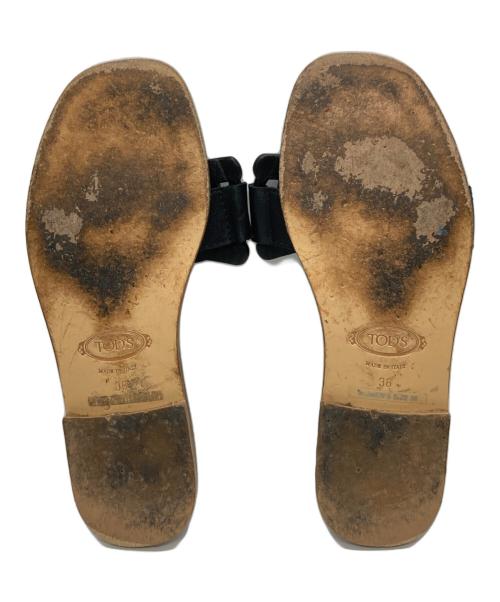 TOD'S（トッズ）TOD'S (トッズ) フラットレザーサンダル ブラック サイズ:SIZE 36の古着・服飾アイテム