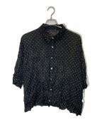 mizuiro-indミズイロインド）の古着「ドット プリント キャッチ ワッシャー シャツ」｜ブラック