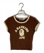 A BATHING APEアベイシングエイプ）の古着「OLLEGE CROPPED TRIM TEE」｜ブラウン