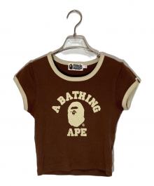 A BATHING APE（アベイシングエイプ）の古着「OLLEGE CROPPED TRIM TEE」｜ブラウン