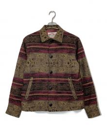 CALEE（キャリー）の古着「JACQUARD BORDER JACKET」｜ボルドー