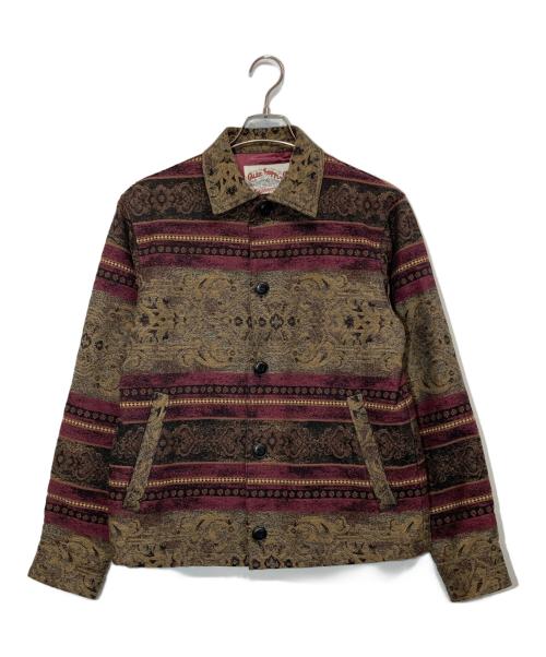 CALEE（キャリー）CALEE (キャリー) JACQUARD BORDER JACKET ボルドー サイズ:Mの古着・服飾アイテム