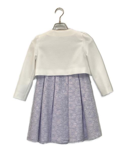 Petit Main（プティマイン）Petit Main (プティマイン) 花レースOP+ギャザーJKセット ホワイト×パープル サイズ:120cmの古着・服飾アイテム