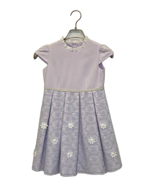 Petit Main（プティマイン）Petit Main (プティマイン) 花レースOP+ギャザーJKセット ホワイト×パープル サイズ:120cmの古着・服飾アイテム