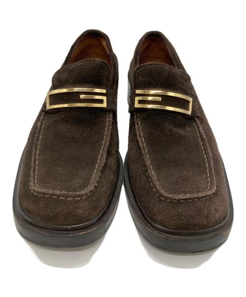 GUCCI（グッチ）GUCCI (グッチ) スウェードスクエアローファー ブラウン サイズ:37の古着・服飾アイテム