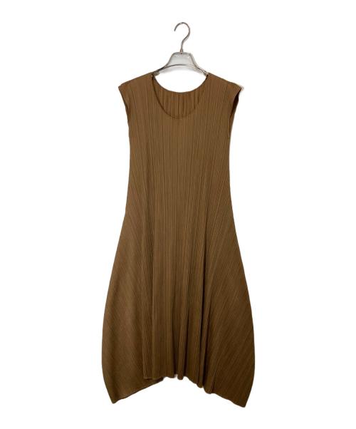PLEATS PLEASE（プリーツプリーズ）PLEATS PLEASE (プリーツプリーズ) プリーツワンピース ブラウン サイズ:2の古着・服飾アイテム