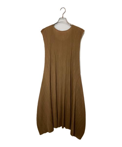 PLEATS PLEASE（プリーツプリーズ）PLEATS PLEASE (プリーツプリーズ) プリーツワンピース ブラウン サイズ:2の古着・服飾アイテム