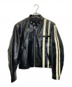 Wind Armorウィンドアーマー）の古着「シングルライダースジャケット」｜ブラック×ホワイト