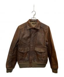 Rugby Ralph Lauren（ラグビーラルフローレン）の古着「A-2 タイプレザージャケット」｜ブラウン