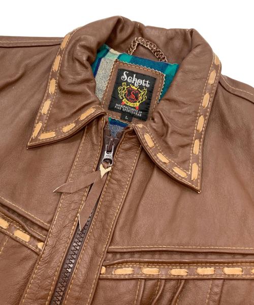 Schott（ショット）Schott (ショット) クラフティッド レザージャケット ブラウン サイズ:SIZE Lの古着・服飾アイテム