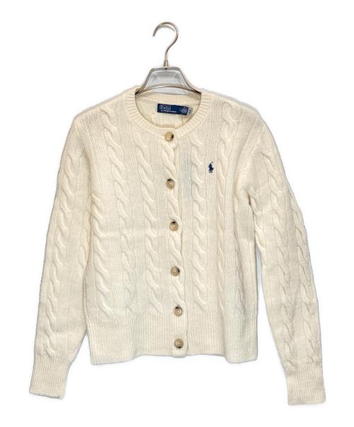 POLO RALPH LAUREN（ポロ・ラルフローレン）POLO RALPH LAUREN (ポロ・ラルフローレン) カシミヤブレンドケーブルニットカーディガン ホワイト サイズ:Ｌの古着・服飾アイテム