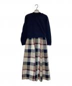 BLUE LABEL CRESTBRIDGEブルーレーベルクレストブリッジ）の古着「3WAY チェックワンピース」｜ネイビー×ベージュ