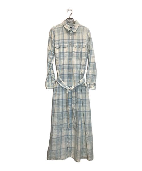 POLO RALPH LAUREN（ポロ・ラルフローレン）POLO RALPH LAUREN (ポロ・ラルフローレン) チェックシャツワンピース ブルー サイズ:8の古着・服飾アイテム