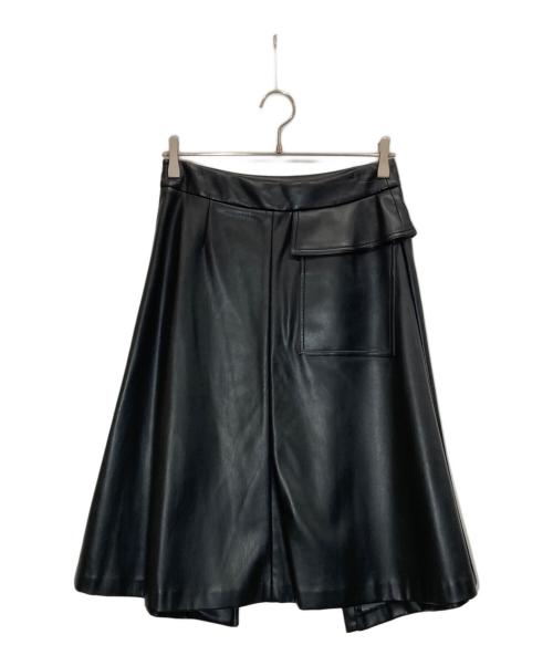 CINOH（チノ）CINOH (チノ) SYNTHETIC LEATHER ASYMMETRIC SKIRT ブラック サイズ:40の古着・服飾アイテム