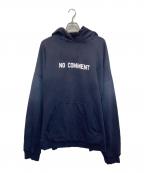 BALENCIAGAバレンシアガ）の古着「ダメージ加工NO COMMENTプリントプルオーバーパーカー」｜ネイビー