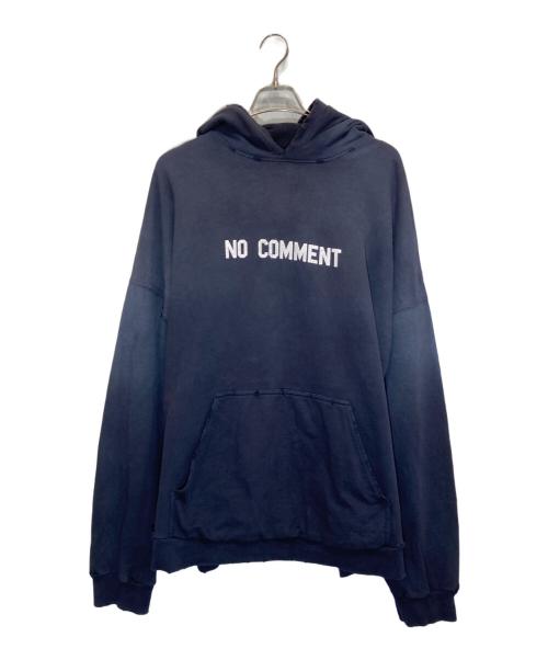 BALENCIAGA（バレンシアガ）BALENCIAGA (バレンシアガ) ダメージ加工NO COMMENTプリントプルオーバーパーカー ネイビー サイズ:4の古着・服飾アイテム