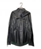 --）の古着「フレイムデザインレザーシャツ」｜ブラック
