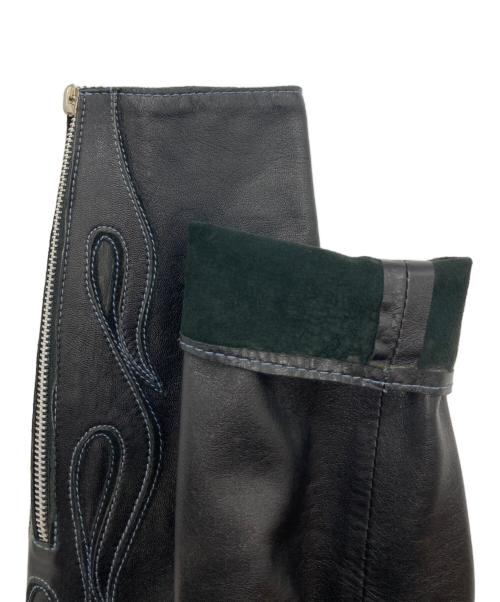 -（-）- (-) フレイムデザインレザーシャツ ブラック サイズ:-の古着・服飾アイテム