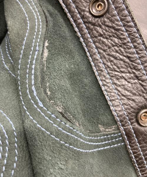 -（-）- (-) フレイムデザインレザーシャツ ブラック サイズ:-の古着・服飾アイテム