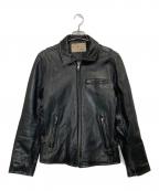 AVIREXアヴィレックス）の古着「トラッカーライダース レザージャケット」｜ブラック