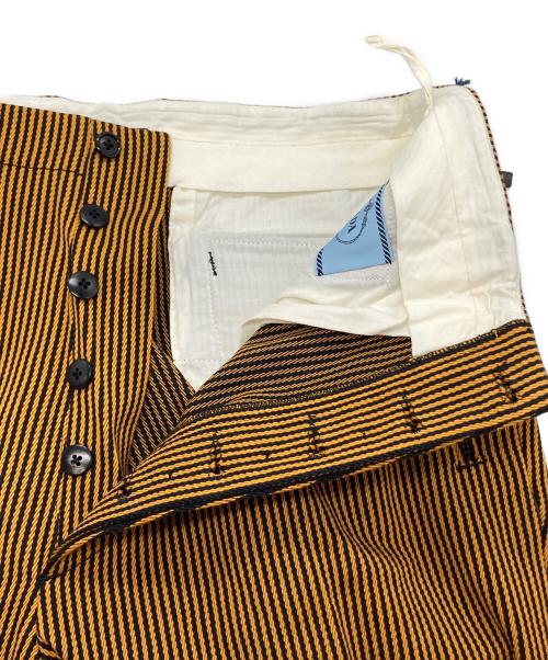 PRADA（プラダ）PRADA (プラダ) ストライプパンツ ブラック×イエロー サイズ:48の古着・服飾アイテム