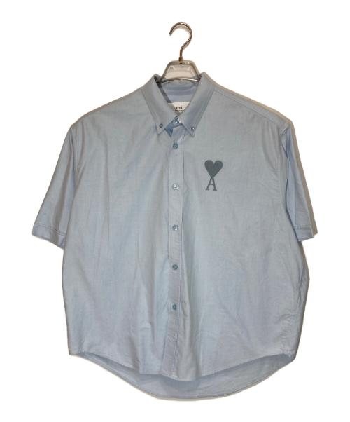 ami（アミ）ami (アミ) ハートロゴ半袖シャツ ブルー サイズ:Lの古着・服飾アイテム