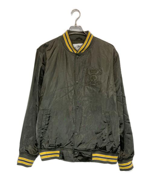 stussy（ステューシー）stussy (ステューシー) バックロゴサテンスタジャン カーキ サイズ:Lの古着・服飾アイテム