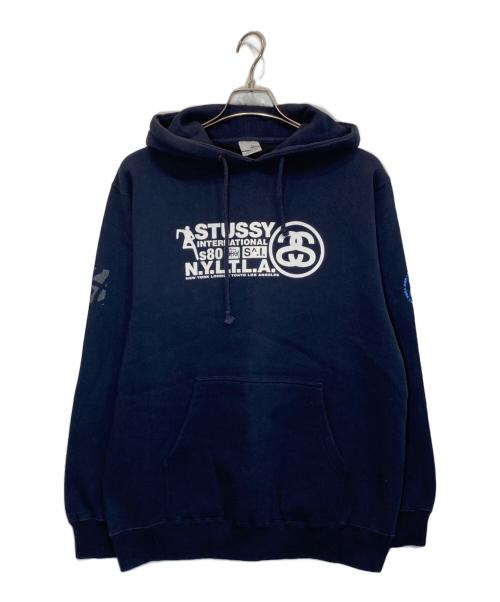 stussy（ステューシー）stussy (ステューシー) プルオーバーパーカー ネイビー サイズ:Ⅿの古着・服飾アイテム